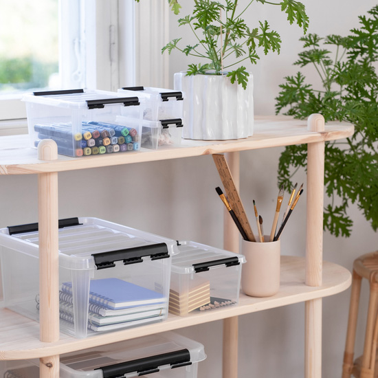 SmartStore Classic storage boxes on a shelf