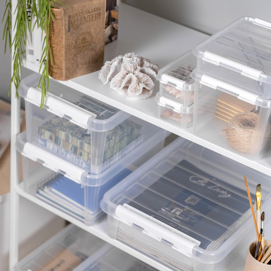 SmartStore Classic storage boxes on a shelf